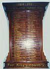 Hampden and Mount Ossa 1914-1918 Honour Board